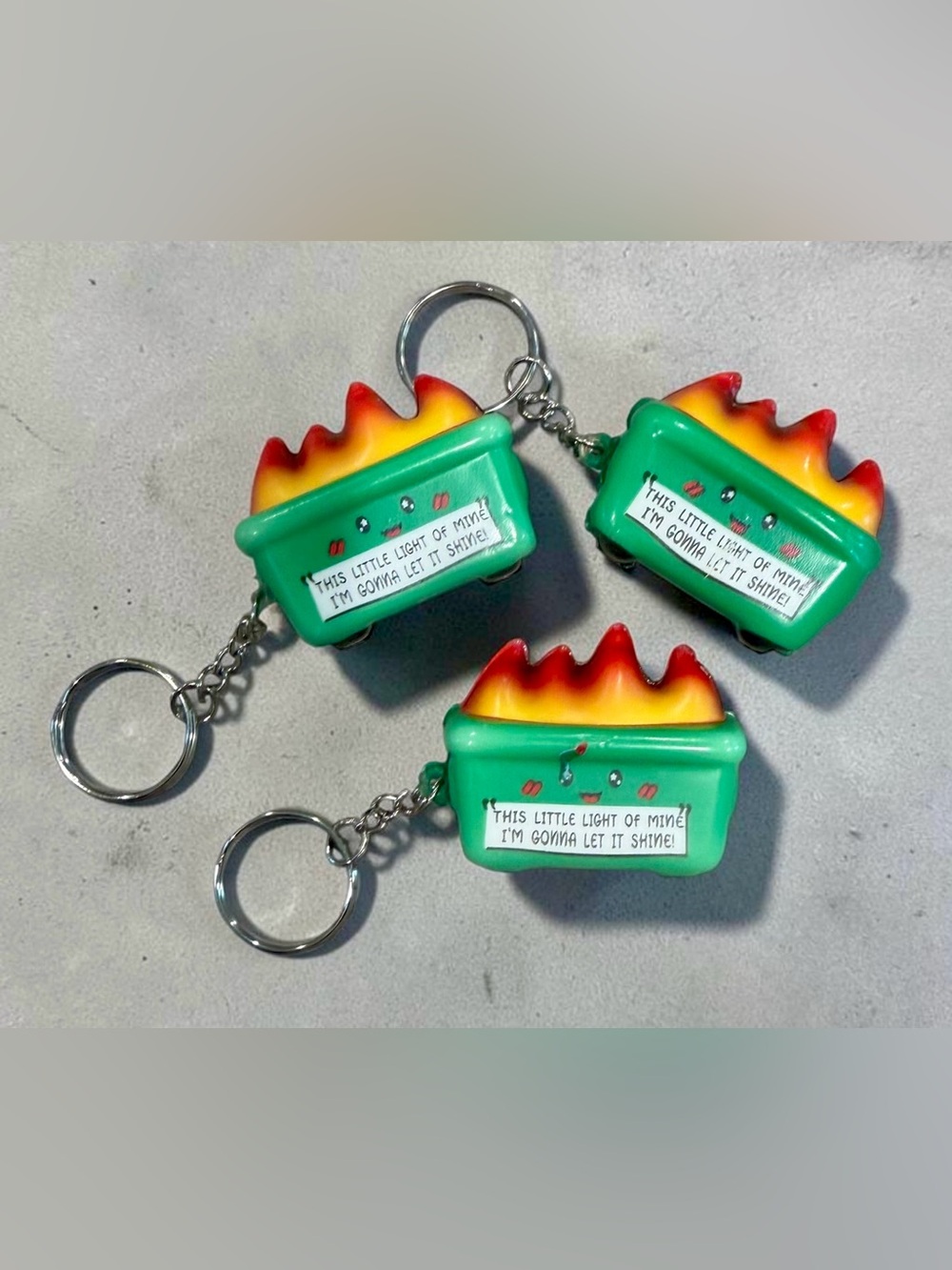 Dumpster Fire Keychains Set of 3